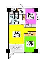 アルテハイム宮ノ陣 2LDKの間取図画像
