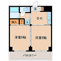 アルデール宮町 2DKの間取図画像