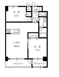 メゾン・ド・一光 2LDKの間取図画像