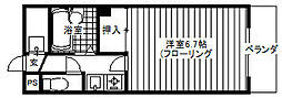 ハイブリッジ日野 1Kの間取図画像