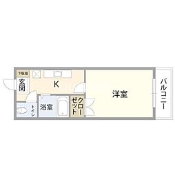 G-STAGE旦野原2 1Kの間取図画像