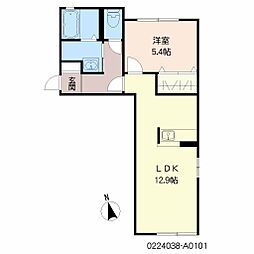 ラ・ティエラ2 1LDKの間取図画像