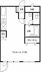 スカイコート大手町 ワンルームの間取図画像