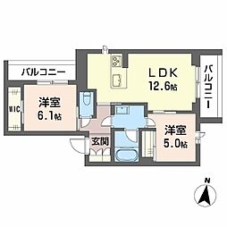 ノルディア野田 2LDKの間取図画像