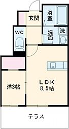 パルセイトA 1LDKの間取図画像