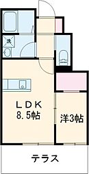 パルセイトA 1LDKの間取図画像