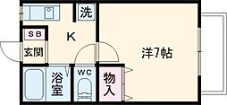 ルミエール池田1号棟 1Kの間取図画像