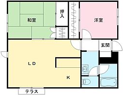 グリーンガーデン松南B棟 2LDKの間取図画像