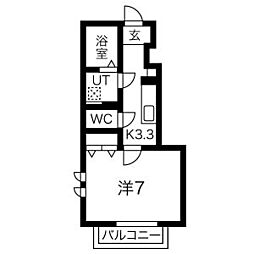 カーサ・アルバ3 1Kの間取図画像