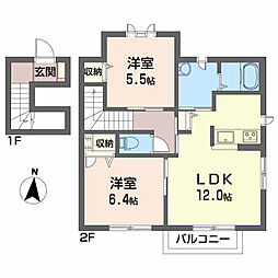 シャーメゾン誠 2LDKの間取図画像
