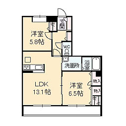 グランマスト下松MOON棟 2LDKの間取図画像