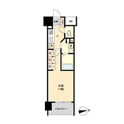 レジディア榴岡East 1Kの間取図画像
