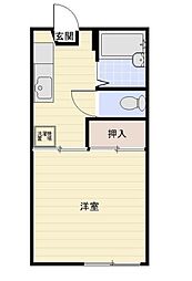 ビーフリーA棟 1Kの間取図画像