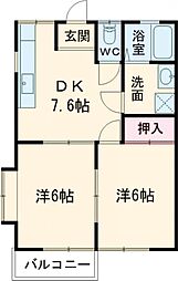 メゾンドフーイン 2DKの間取図画像
