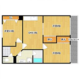 ニュープレジデント重松 3DKの間取図画像