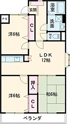 アビタシオン・オキ 3LDKの間取図画像