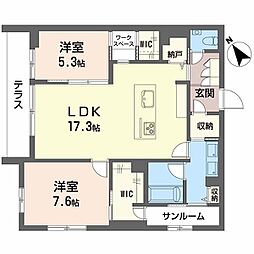 カルーレ金澤 2LDKの間取図画像
