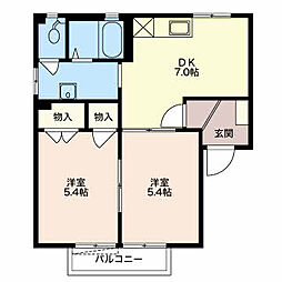 フレグランスHONEYN 2DKの間取図画像