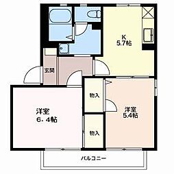 サンパレス平尾A 2Kの間取図画像