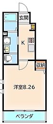 (仮称)桜木北共同住宅 1Kの間取図画像