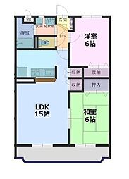 サンフラワーマンション 2LDKの間取図画像