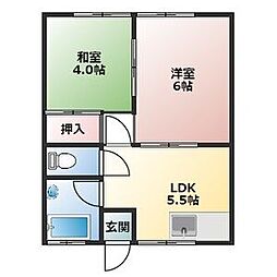 コーポ雅 2DKの間取図画像