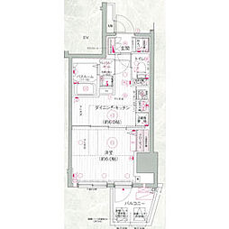 エステムプラザ市谷外濠公園 1DKの間取図画像