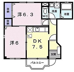 ブロードヒル 2DKの間取図画像