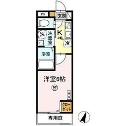 レジデンス平山 1Kの間取図画像