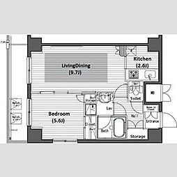 ガラ・グランディ中野 1LDKの間取図画像