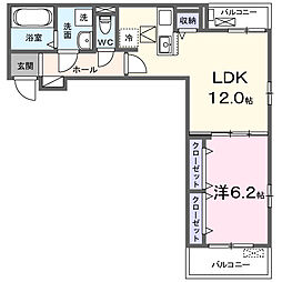 アーバンコート堀越 1LDKの間取図画像