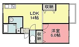 プレジール栄 1LDKの間取図画像