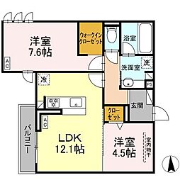 D-crinum川島田 2LDKの間取図画像