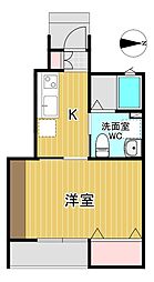 レセナ緑町A棟 1Kの間取図画像