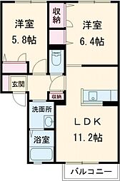 ファミリーアーレ小津奈木 2LDKの間取図画像