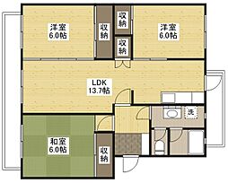 K'sBSATUKIGAOKA1 3LDKの間取図画像