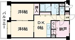 ロワイヤルユー大牟田・荒尾 2DKの間取図画像