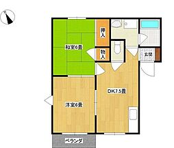 南村本ハイツNo.1 2DKの間取図画像
