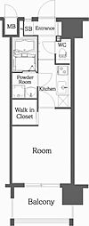 エンクレスト天神メルス2 1Kの間取図画像