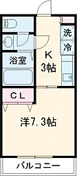 エイブル2 1Kの間取図画像