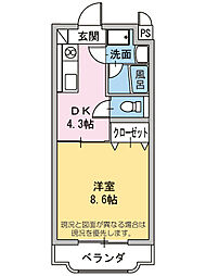 ツリーベルズ 1Kの間取図画像