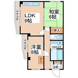 キャピタル萩野町 2LDKの間取図画像