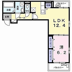 ラフィナート ナガタ 1LDKの間取図画像