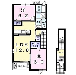プロムナード壱番館 2LDKの間取図画像