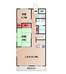 サンフラワー貴崎 2LDKの間取図画像