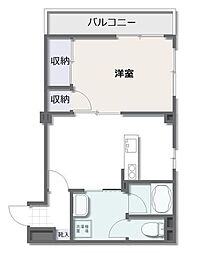 リバーコートB 1LDKの間取図画像