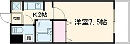坊田ビル 1Kの間取図画像
