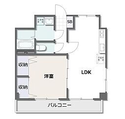 リバーコートC 1LDKの間取図画像