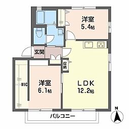 プロムナード蒲原A 2LDKの間取図画像