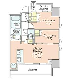 クレストコート本所吾妻橋 2LDKの間取図画像